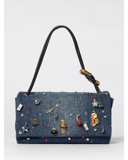 Marc Jacobs Blue The Trinket Charm Denim Large Dual Bag