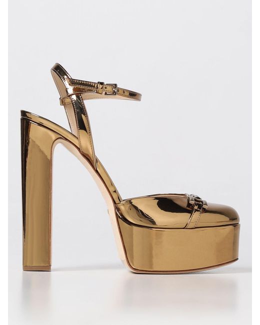 Elisabetta Franchi Metallic Pumps In Synthetic Patent Leather