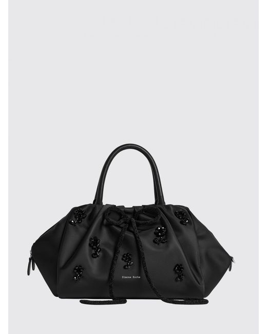 Simone Rocha Black Draped Nylon Bag With Embroidered Crystals