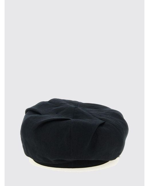Yohji Yamamoto Black Linen Hat With Draped Design And Visor for men