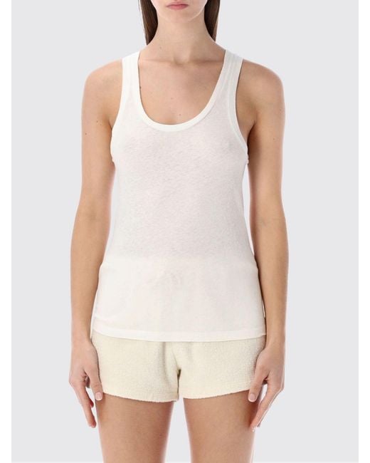 American Vintage White Slim Fit Cotton Crew Neck Tank Top