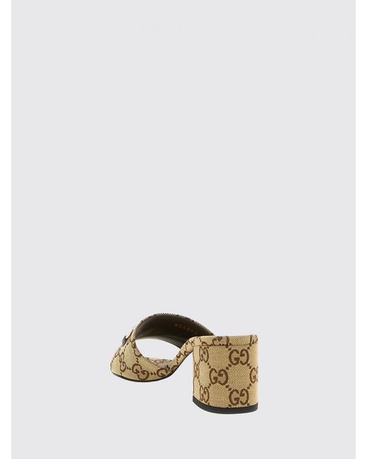 Gucci Natural Gg Jacquard Monogram Canvas Mules