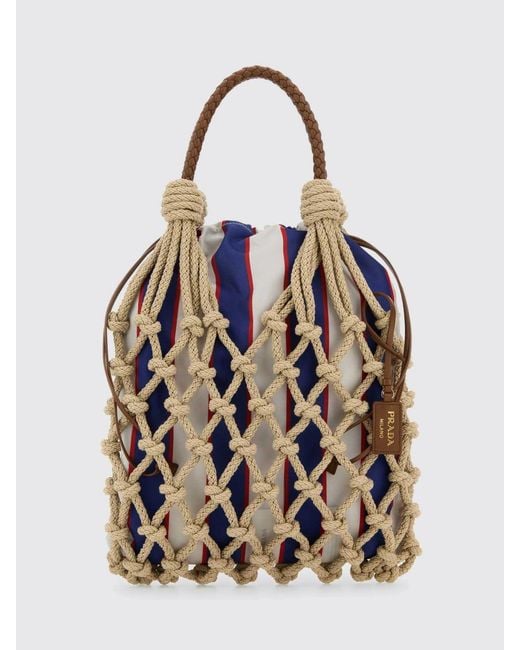 Prada Blue Cotton Mesh Bag for men