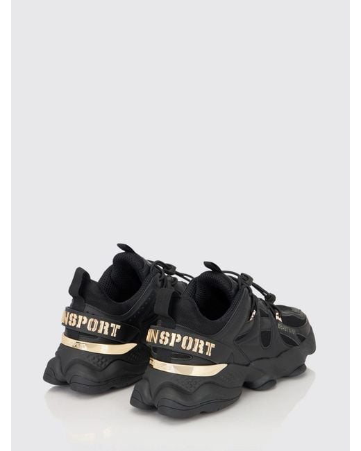 Philipp Plein Black Runner Beast X-01 Leather And Mesh Sneakers With Drawstring Closure for men