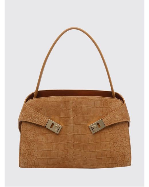 Ferragamo Brown Hug Soft Shoulder Bag (M)