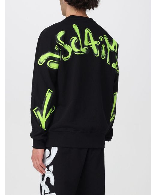 DISCLAIMER Blue Crew Neck Cotton Jumper With Printed Logo And Dropped Shoulders for men
