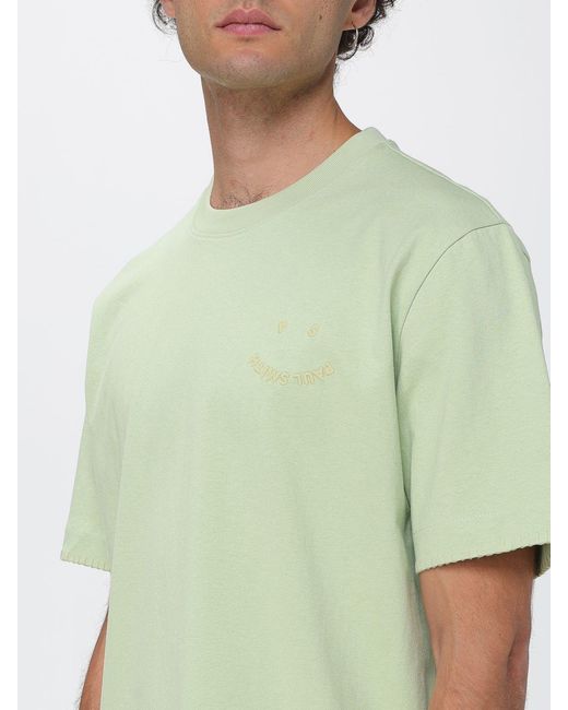 Paul Smith Green Relaxed Fit Cotton T-Shirt With Embroidered Logo And Dropped Shoulders for men