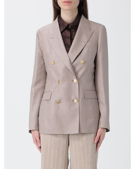 Tagliatore Natural Double-Breasted Virgin Wool And Silk Blazer