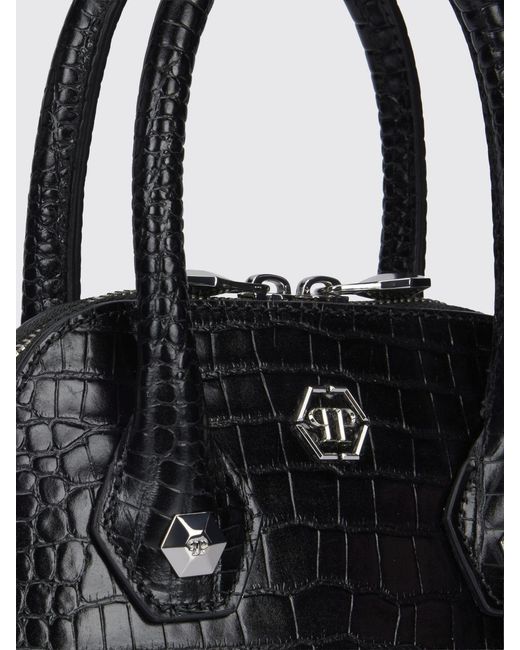 Philipp Plein Black Majestic Crocodile Print Leather Bag