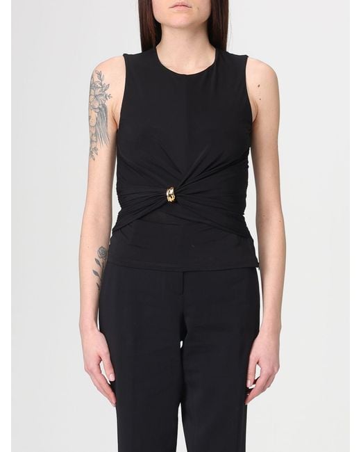 Elisabetta Franchi Black Viscose Top With Metallic Ring