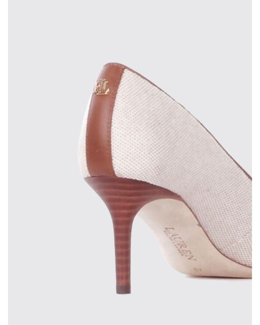 Ralph Lauren Pink Canvas And Leather Pumps