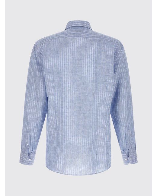 Etro Blue Striped Linen Shirt for men