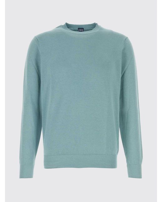 Fedeli Blue Cotton Crew Neck Knit for men