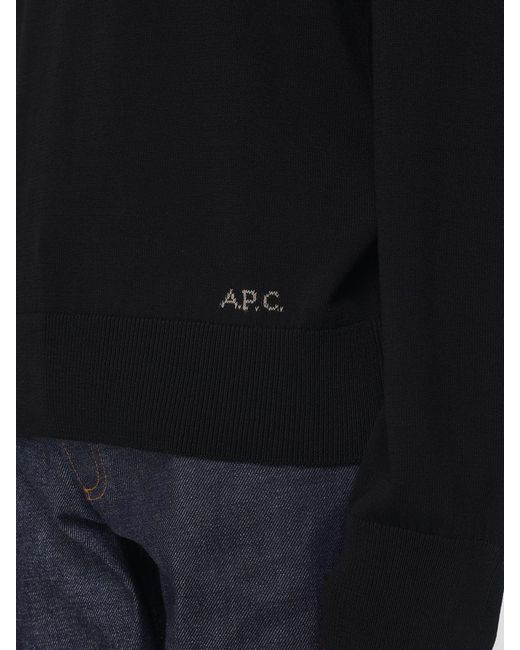 A.P.C. Blue Cotton Crew-Neck Pullover for men