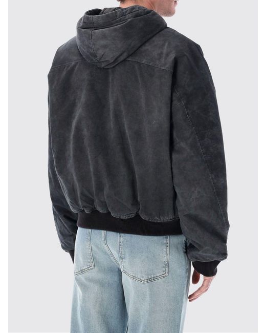 Represent Black Hooded Cotton Bomber Jacket for men
