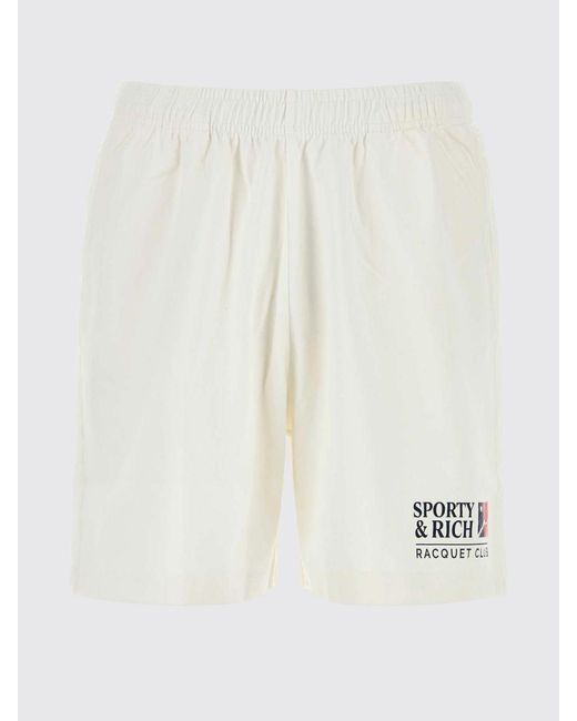Sporty & Rich White Sporty &Amp Rich Cotton Sport Shorts With Elasticated Waist And Logo for men