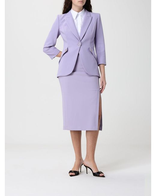 Elisabetta Franchi Purple Crêpe Single Breasted Blazer