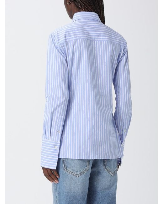 Pinko Blue Striped Cotton Casual Shirt