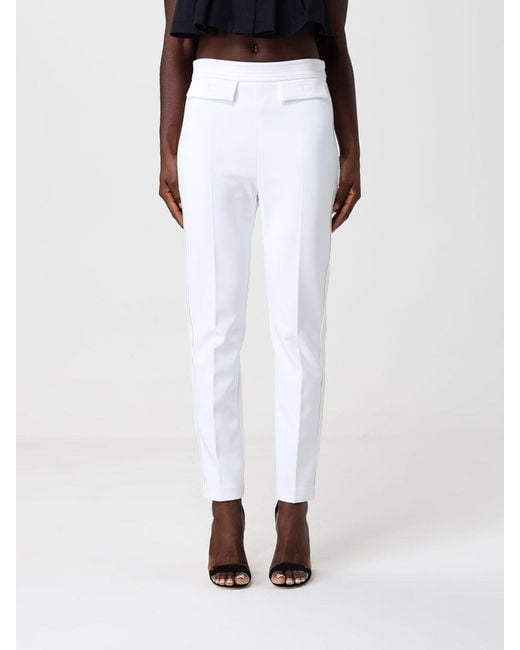 Elisabetta Franchi White Crepe Cropped Trousers