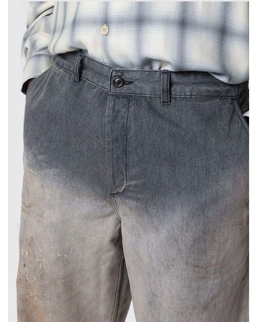 Our Legacy Gray Rig Chino Wide-Leg Denim Jeans With Abstract Print for men