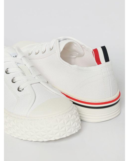 Thom Browne White Collegiate Cotton Canvas Sneakers