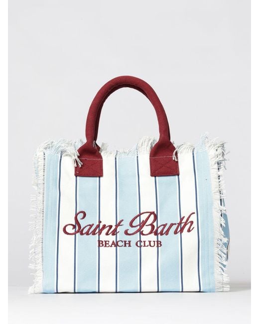 Mc2 Saint Barth White Printed Cotton Vanity Bag With Logo