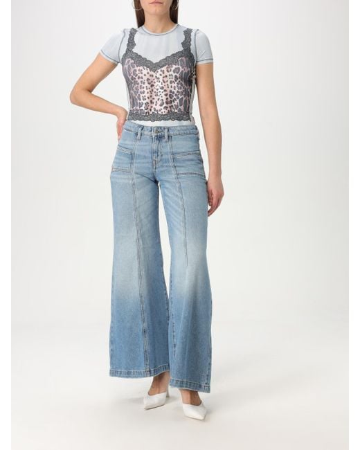 DIESEL Blue Dvibrations Flare Jeans Patch Pockets