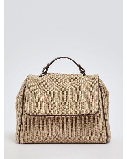 Orciani Natural Sveva Small Raffia Handbag With Removable Shoulder Strap
