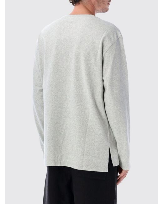 Champion Gray Long-Sleeved Cotton T-Shirt With Patch Pocket for men