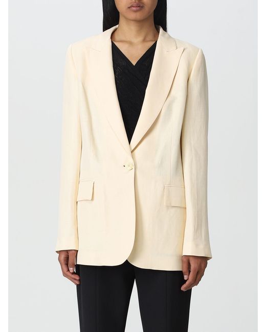 Twinset Natural Blazer In Linen Blend