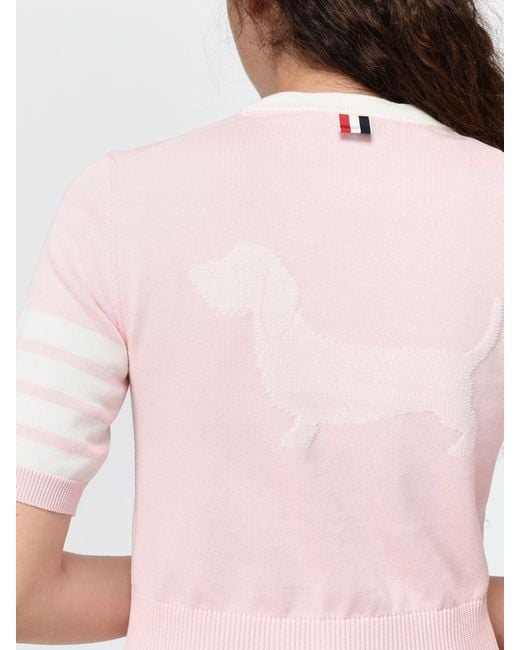 Thom Browne Pink Hector Crewneck Short-Sleeved Sweater