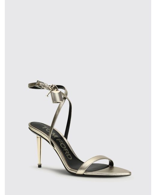 Tom Ford Natural Padlock Laminated Leather Sandals