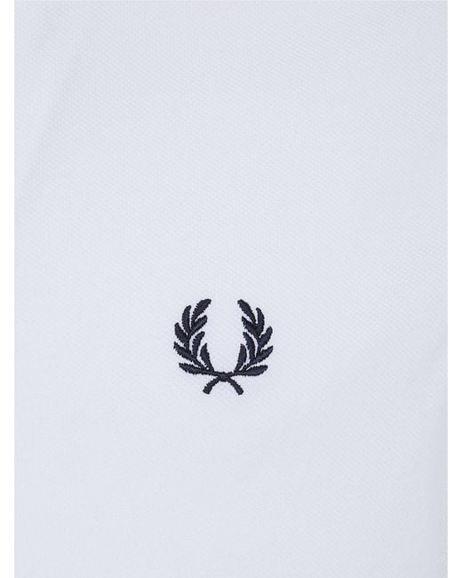 Fred Perry White Cotton Polo Shirt With Logo for men