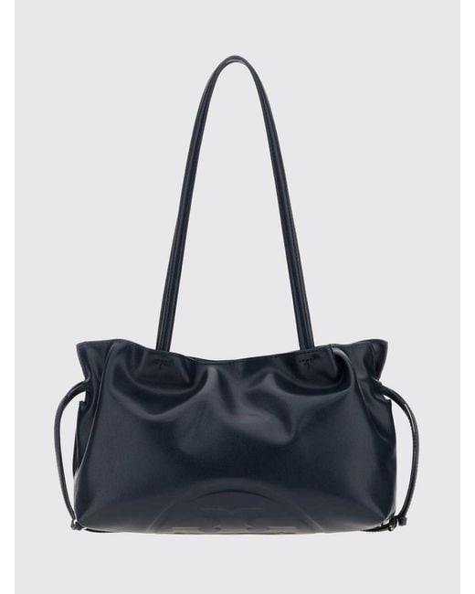 Tory Burch Blue Ella Recycled Materials Shoulder Bag With Drawstring