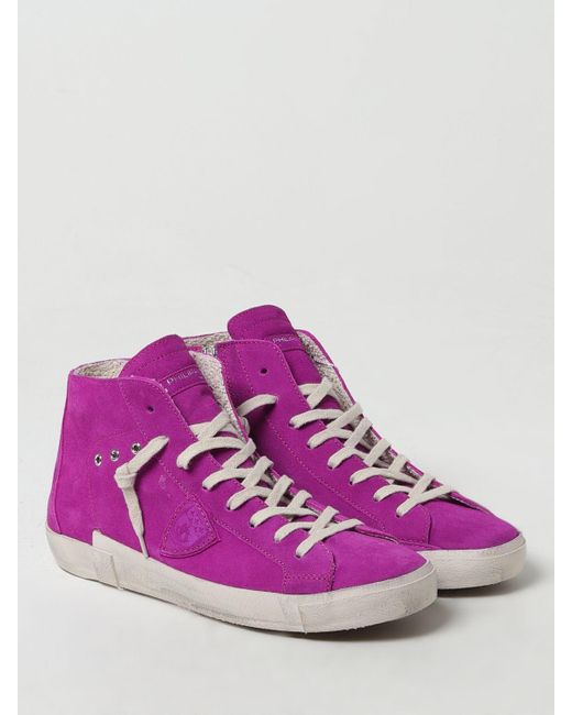 Sneakers in pelle con zip di Philippe Model in Purple