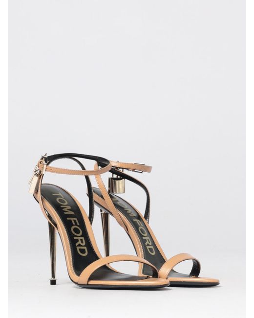 Tom Ford White Padlock Leather Sandals