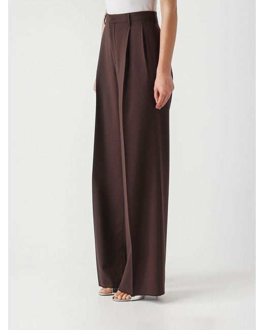 Tagliatore Brown Stretch Virgin Wool Palazzo Trousers