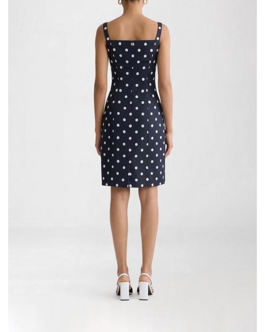 Patou Blue Polka Dot Crêpe Mini Dress