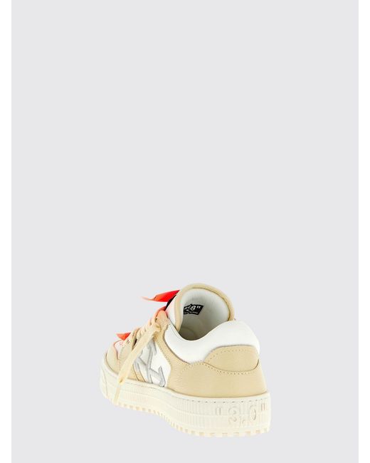 Off-White c/o Virgil Abloh Natural 3.0 Court Low Grained Leather And Canvas Sneakers