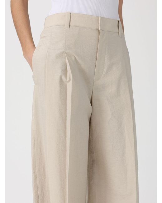 Brunello Cucinelli Natural Cotton Poplin Wide Leg Trousers