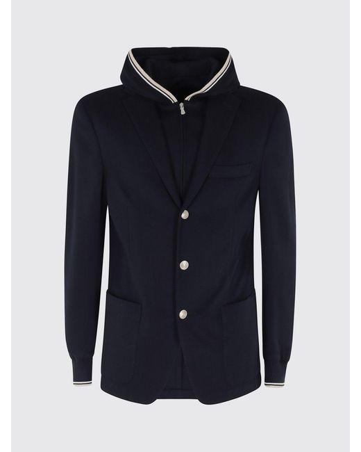 Eleventy Blue Single-Breasted Cotton Blazer for men