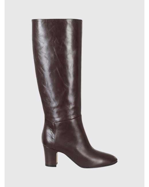 Alberta Ferretti Brown Smooth Leather Knee-High Boots With Mid Heel