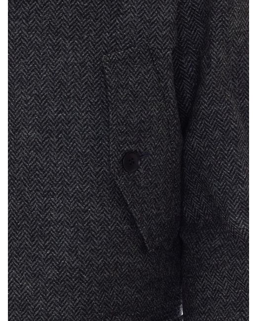 sunflower Black Wool-Blend Shirt Jacket With Patch Pockets for men