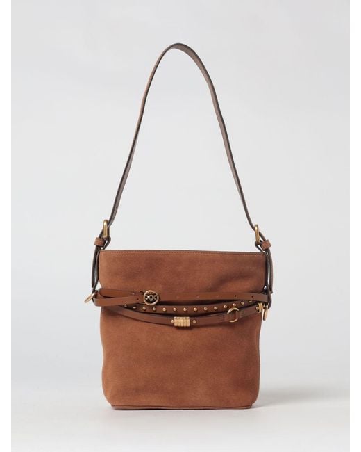 Pinko Brown Belt Suede Bucket Bag