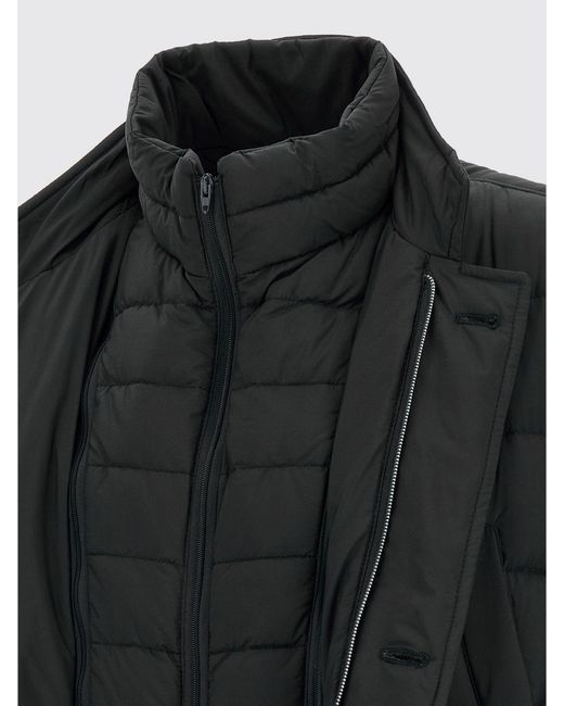 Herno Black Long Quilted Nylon Puffer Coat With High Neck And Button Closure for men