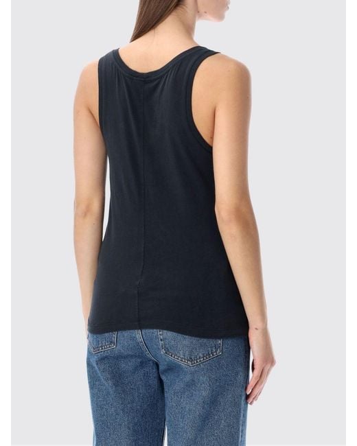American Vintage Blue Slim Fit Cotton Crew Neck Tank Top