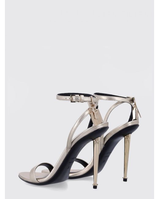 Tom Ford White Padlock Laminated Leather Sandals
