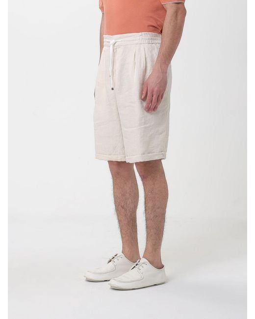 Brunello Cucinelli Natural Linen Drawstring Shorts for men