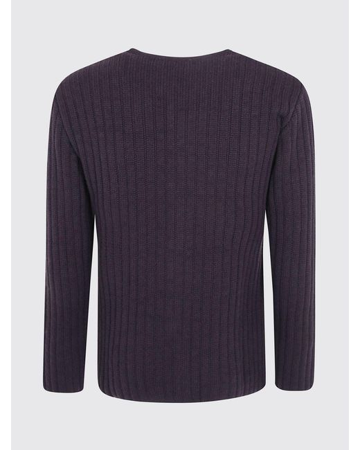 Lardini Blue Ribbed Virgin Wool And Cashmere V-Neck Cardigan for men