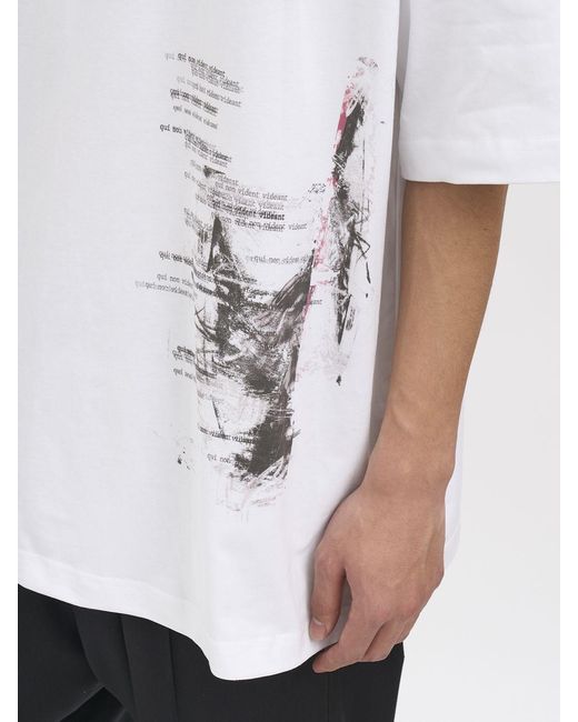 Isabel Benenato White Printed Cotton Crew Neck T-Shirt for men